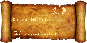 Karacs Mária névjegykártya