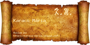 Karacs Mária névjegykártya