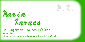 maria karacs business card